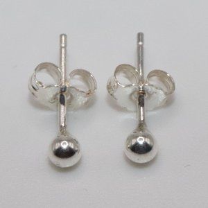 925 Sterling Silver Genuine Round Ball Stud Earrings 3mm / Pair / Men Women Kids